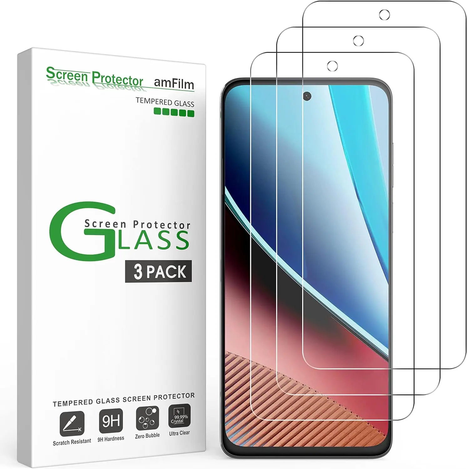 amFilm 3 Pack Compatible with Motorola Moto G Stylus 4G 5G 2023/G Power 2022/G6 2018/G6 Play 2018 Screen Protector Tempered Glass with Easy Installation Handles, HD Clear, Anti-Scratch Bubble-Free