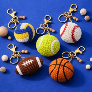 Crochet Sports Ball Keychain, Handmade Soccer Volleyball Basketball Tennis Ping Pong Ball Charm Gift, Sports Keychain, Ping Pong Ball