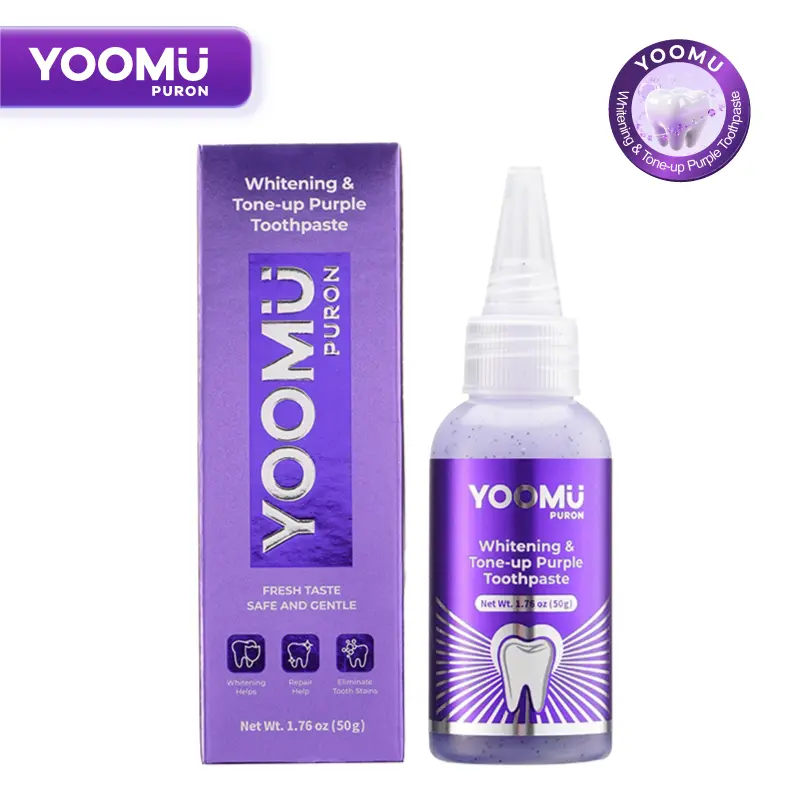 YOOMU 4 Purple Bright White Toothpaste | Color Repair & Yellow Stain Removal + Long-Lasting Freshness