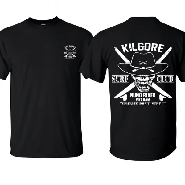 Men's Casual Stretch Short-Sleeve Kilgore Surf Club Tee - Apocalypse Now Movie Logo Unisex Graphic Tops, Classic Round Neck Menswear Top