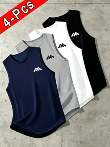 4-Pack Casual Sleeveless Tank Tops, Summer Quick-Dry Breathable Workout Shirts, Comfortable Skin-Friendly, Ideal for Gym, Running, Home, Outdoor