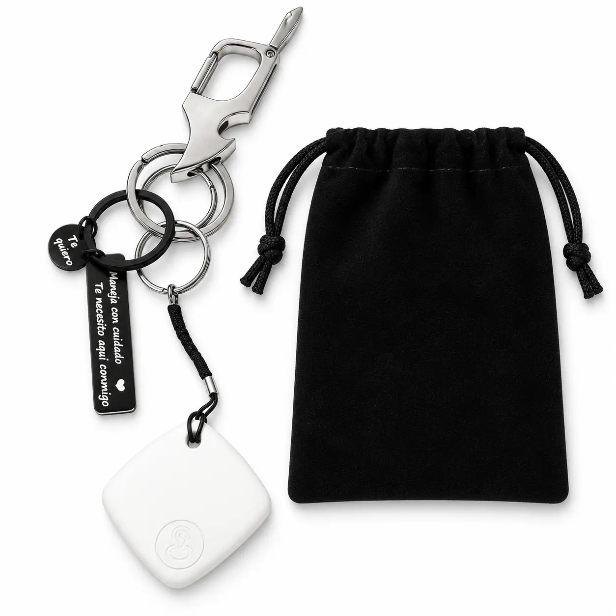 Multi-Function 3-in-1 Drive Safe Keychain Set for Him - Brown Location Tracking Keychain with Bottle Opener, Reminder Tag, No App Needed Everyday Carry Hardware Accessory for Military Deployment, Travel