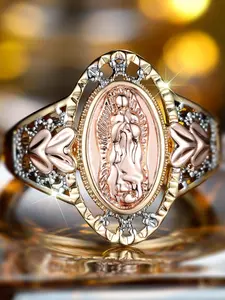 Virgin Mary Design Engraved Ring, Fashion Jewelry for Party, Daily Clothing Decor, Trendy All-match & Exquisite Jewelry for Birthday Gift, Statement Rings