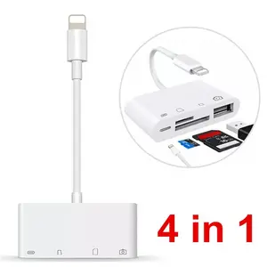 4 in 1 USB Camera Adapter for iPhone & iPad - SD Micro SD Memory Card Reader - USB 3.0 OTG Adapter for Photos, Videos & Keyboards