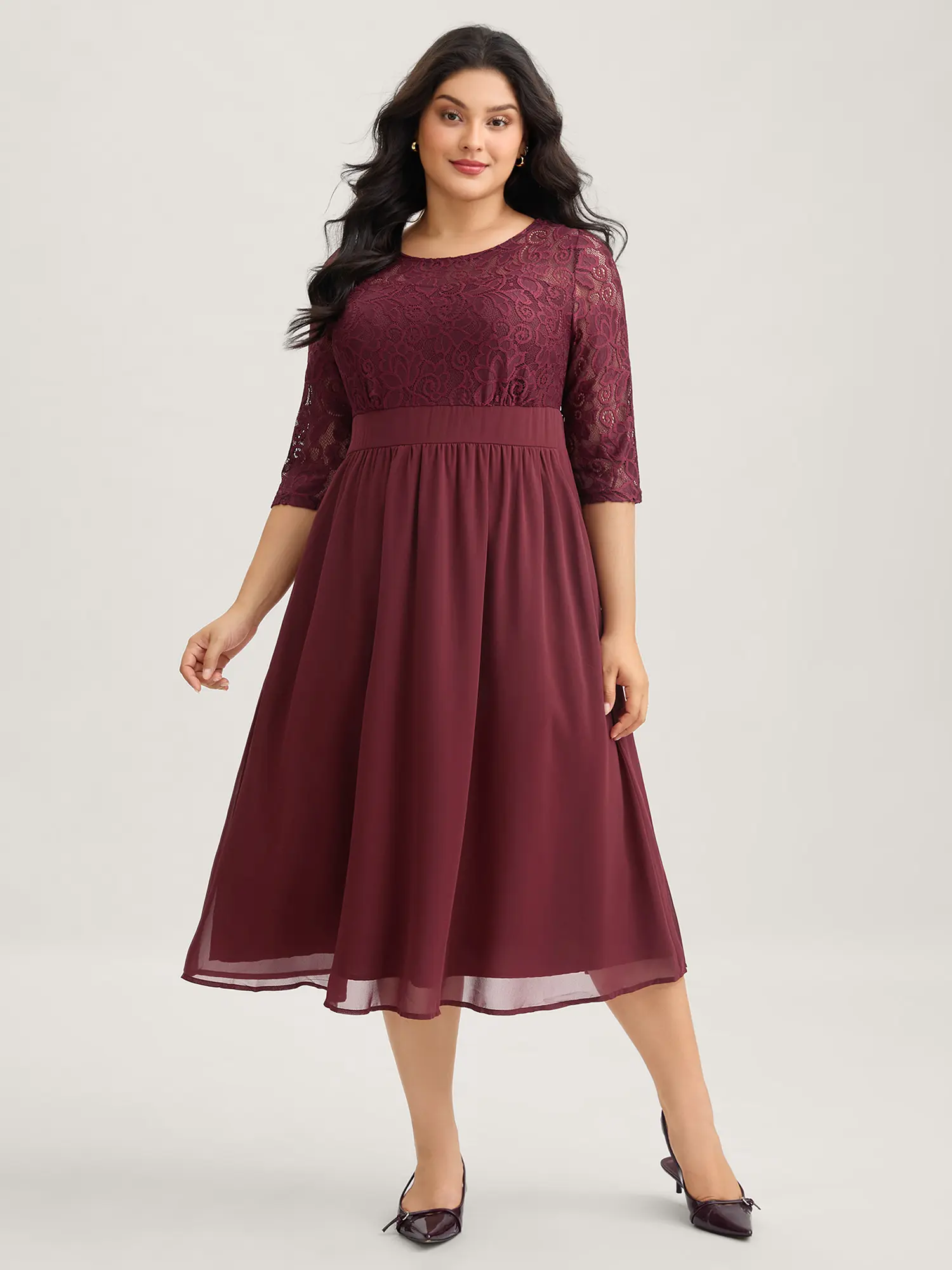 navy blue midi dresses for weddings Navy Blue Mock Neck Lace Midi Dress-ZS252 – Bridal Glee