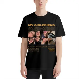 Custom Collage Printed T-Shirt, Personalized Black Short Sleeve Tee for Couples Family Friends Valentine's Day Gift