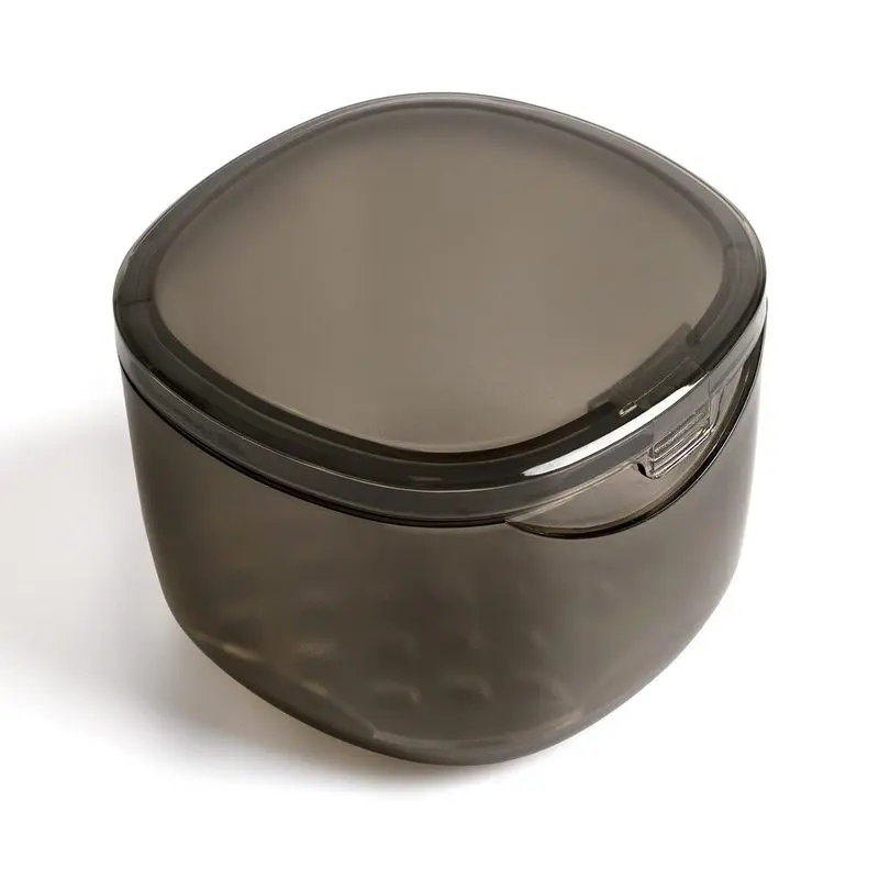 Uouovo Denture Bath Box Cup, No-Leak Denture case,Retainer Box, Complete Care for Dentures, Clear, Mouth Guard, Night Guard & Retainers (transparent grey)