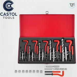 131-Piece Thread Repair Kit, Tap and Die Set, Broken Screw Remover, Handheld Tool, High-Speed Steel, Metric, Includes Storage Box