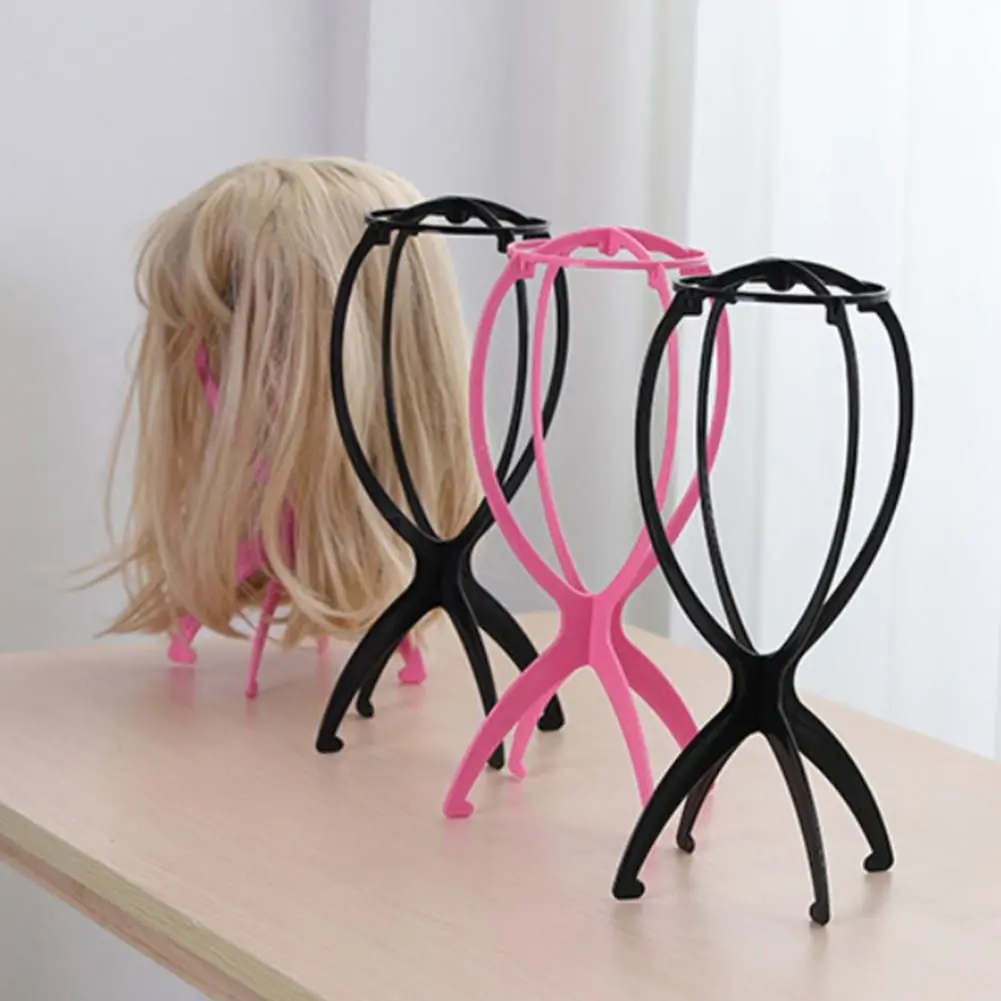 Wig Stand Set of 3 Black & Pink Wig Head Stands for Multiple Wigs Organizing Display Hair Extensions Tape
