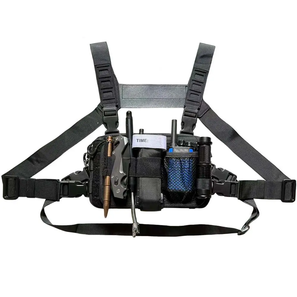 Multifunctional Chest Bag, Cycling Gear Molle System Mounting Bag, Outdoor Edc Separating Mesh Pouch, Sporty Nylon Material Tool Bag