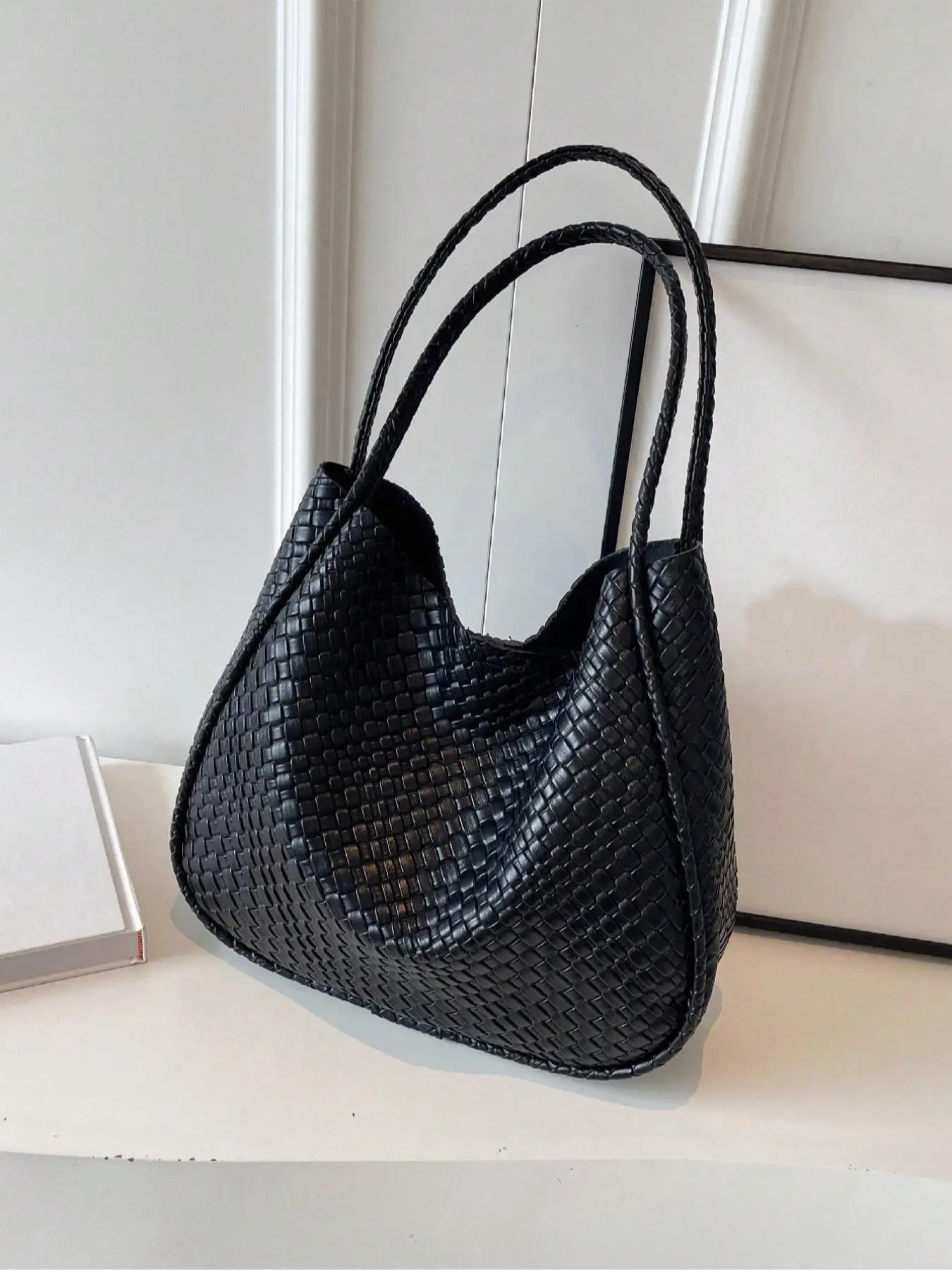 Women's Braid Design Shoulder Bag, Fashionable Large Capacity PU Leather Bag for Work & Daily Used, Casual Trendy Versatile High-quality Daily Commuti