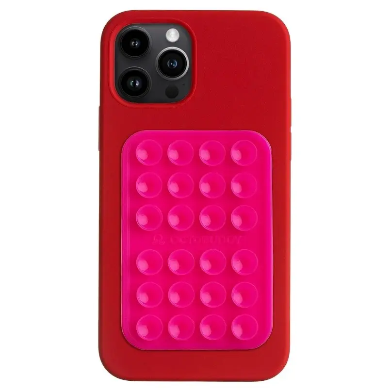 OCTOBUDDY Classic - Silicone Suction Phone Case Adhesive Mount - Hands-Free, Strong Grip Holder for Selfies & Videos - iPhone & Android Compatible - 2.25″ x 3.25″, Hot Pink