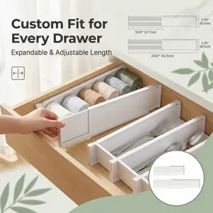 Expandable Drawer Organizer Dividers, Adjustable Plastic Separators, Fit Most Drawers, Keep Clothes, Utensils & Small Items Neat & Tidy