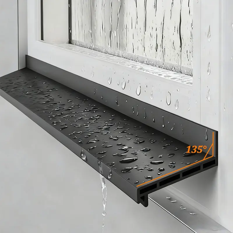 1.1m Tpe Window Water Seal Strip, Balcony Waterproof Rainproof Drainage Board, Home Window Water Seal Strip, Weatherproof Sealing Strip, Windproof, Durable and Easy to Install, Sliding Windows