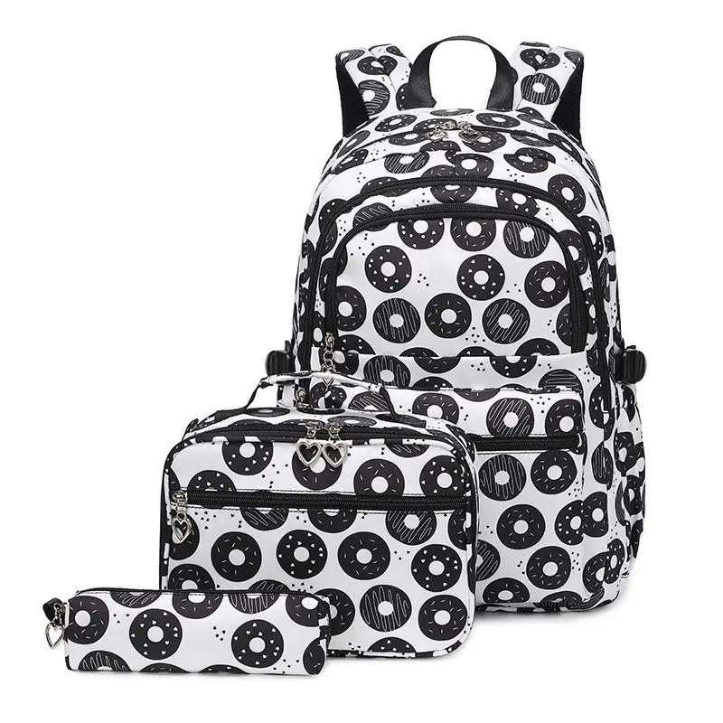2026 New Model Large Capacity School Bag with Donut Print, Double Shoulder Bag, Mother-Child Backpack