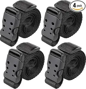 Utility Straps with Buckle 40" Quick-Release Adjustable Nylon Straps Black 4 Pack