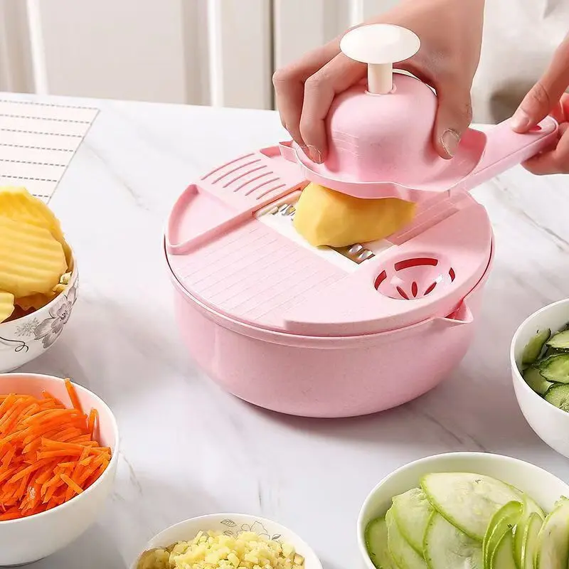 Multifunctional Nine-In-One Vegetable Slicer Kitchen Tool, Potato and Radish Shredder, Durable Cutting Machine for Home Use