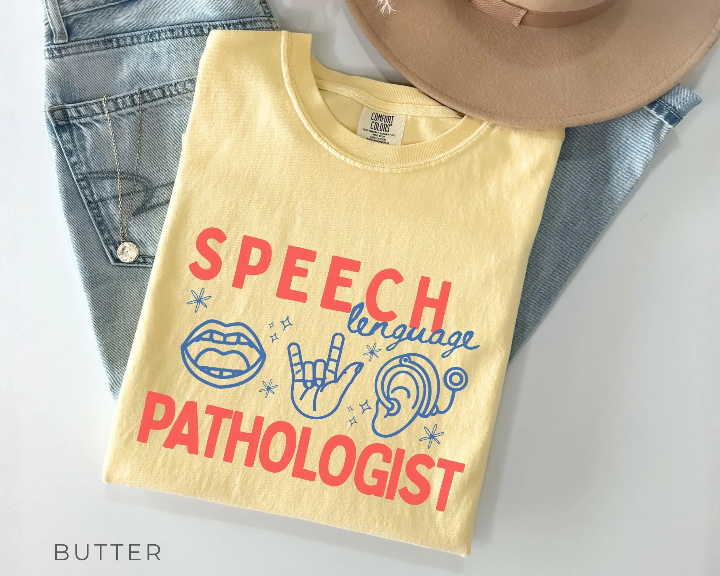 Comfort Colors Speech Language Pathologist Shirt, Retro Doodle SLP Tee, Cute Cartoon Speech Therapist Gift, Therapy Shirt