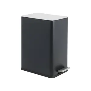 10L/2.6 Gallon Rectangular Step Trash Can, Stainless Steel Garbage Can with Foot Pedal, Removable Inner Bucket with Grip Groove and Side Handle for Kitchen Bathroom Office