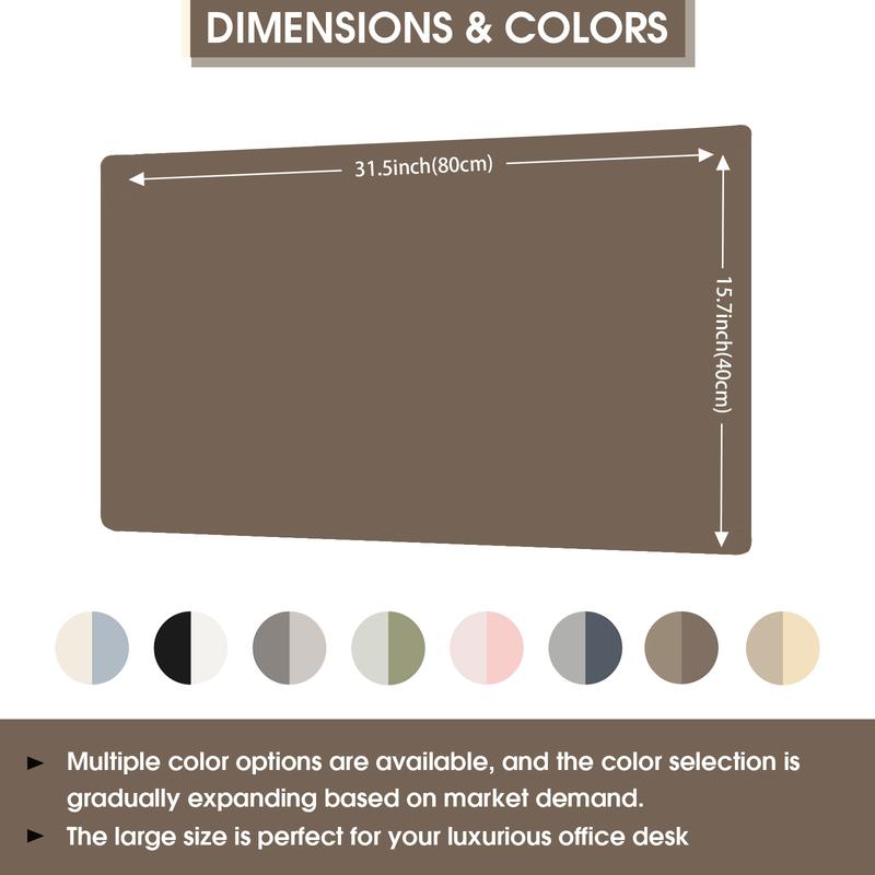 Extra Large Desk Pad 31.5"x15.7", Dual-Color Reversible Silicone & PU Leather Desk Mat, Waterproof Stain-Resistant Writing Surface, Durable Mouse Pad for Office, Home, Study, Gaming