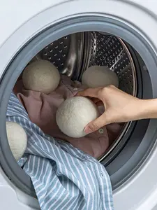 LMMAKE Organic Wool Dryer Balls 100% Handmade New Zealand Wool Reusable Eco-friendly Hypoallergenic No Chemicals Reduces Wrinkles Saves Drying Time White