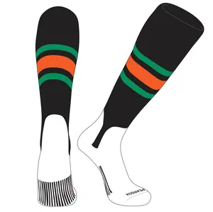PEAR SOX OTC Baseball Softball Stirrup Socks (B, 5in) Black, Kelly Green, Orange