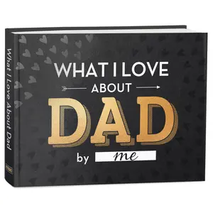 LOVEVIBE What I Love About Dad Book - Fill-in-the-Blank Gift Journal, 4.5 × 6.2 inches - Gifts for Dad from Daughter, Son, Kids - Dad Birthday Gifts, Dad Christmas Gifts