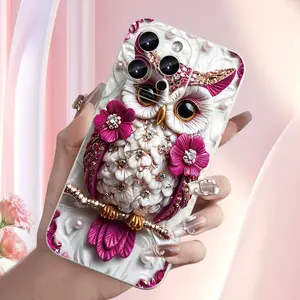 A novel and unique matte anti-drop and wear-resistant printed mobile phone case, printed with high-value creative owl pattern for iPhone 17 16 15 14 13 12 11 X 8 7 SE series and 17Air Plus Pro PM Mini, etc. (suitable for Halloween, Christmas, National Da
