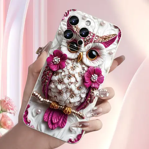 Matte Smartphone Case - Elegant Glam Minimalist Owl Printed Casing, Durable Anti-Drop Wear-Resistant Cover for iPhone 17/17 Air/17 Plus/17 Pro/17 Pro Max/16/15/14/13/12/11/X/8/7/SE, Handheld Device Protection for Halloween, Christmas