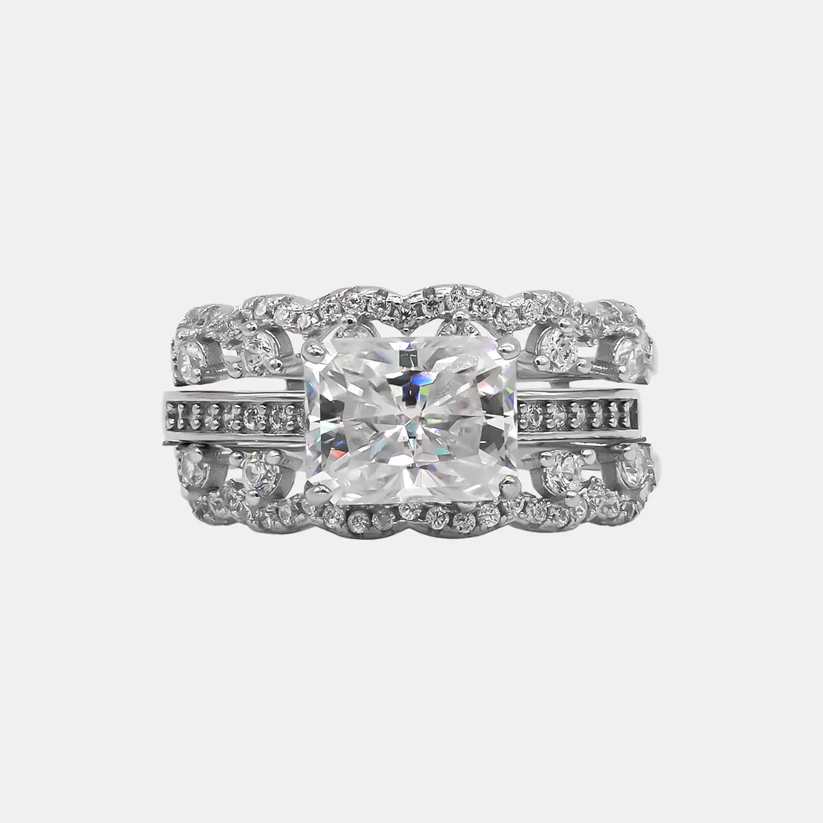 【788】 "Slot Art" Splendor 3 Carat Synthetic Moissanite Dating Combined Ring– Luxurious and Unique Choice for Engagement, Wedding, or Special Occasions