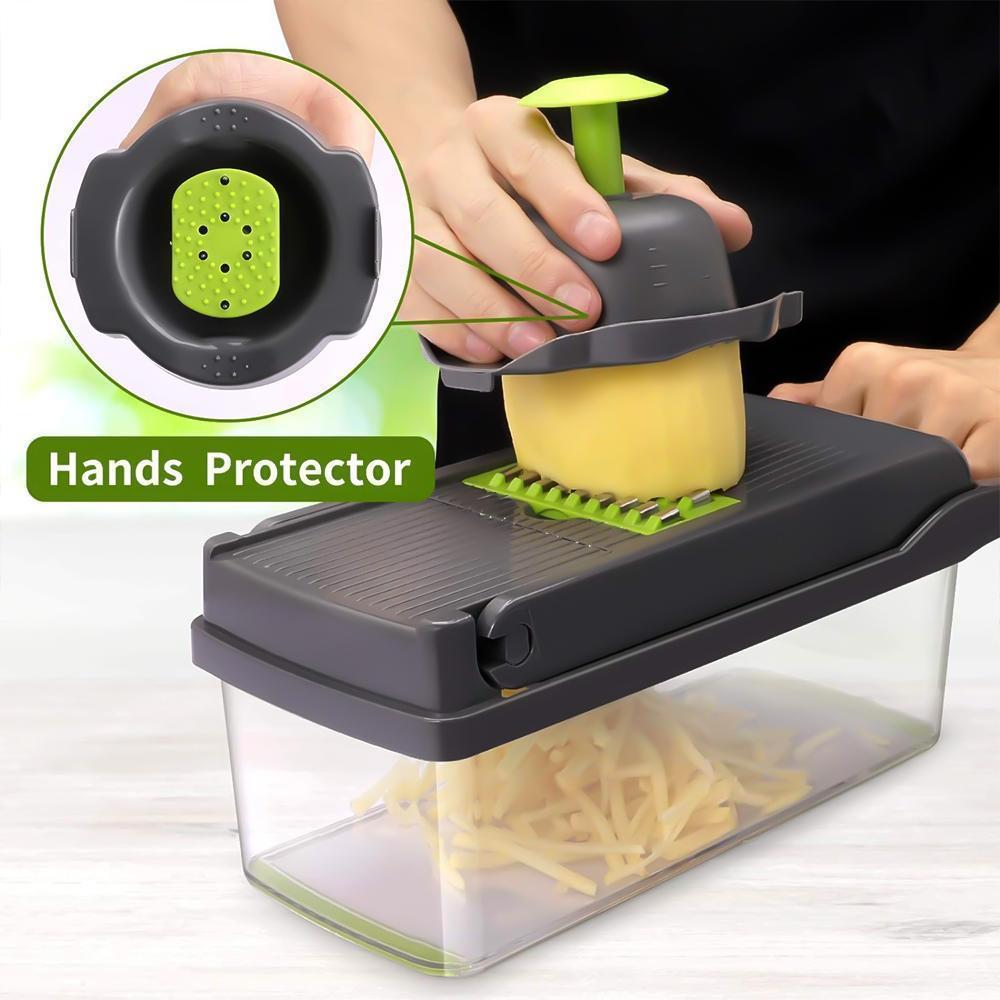 14-in-1, 8 Blade Vegetable Chopper, Onion Mincer, Cutter, Dicer, Egg Slicer with Container, French Fry Cutter Potatoe Slicer, Home Essentials & Kitchen Gadgets