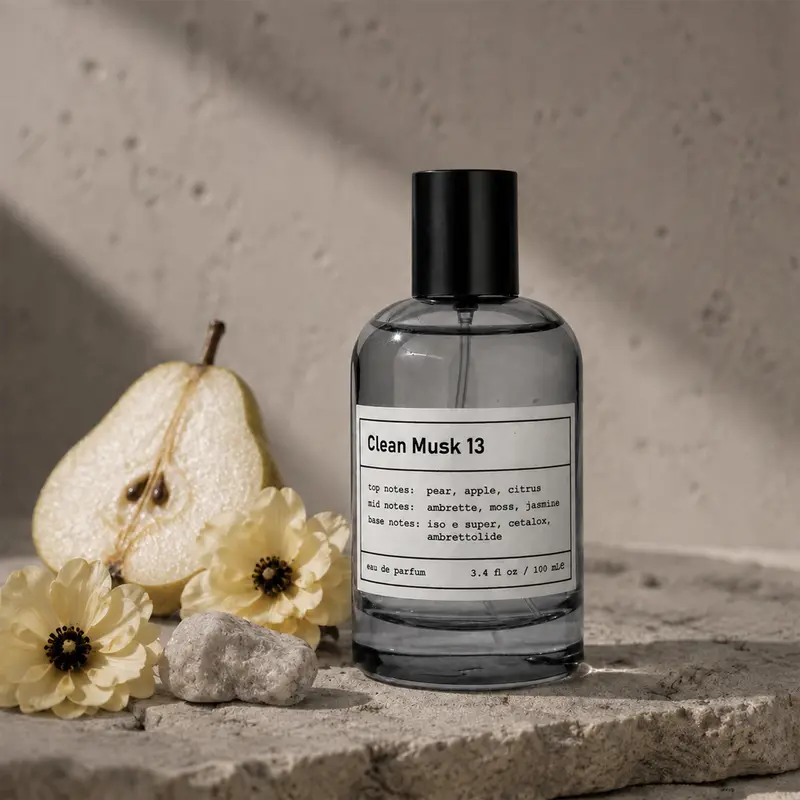 Clean Musk& Santal Scent | Lab Made Clean Musk 13&33 EDP | Quiet & Weightless Vibe｜Skin Musk Woody | 3.4 oz / 100ml | Pear, Apple, Citrus, Ambrette, Moss, Jasmine & Cedarwood | Fresh Sensual Unisex Fall Fragrance |  Inspired By Scent |  Signature Scent