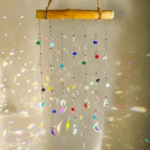 1 piece outdoor crystal wind chimes, rainbow design, can be hung in windows, gardens or home decoration, Valentine's Day, wedding decoration