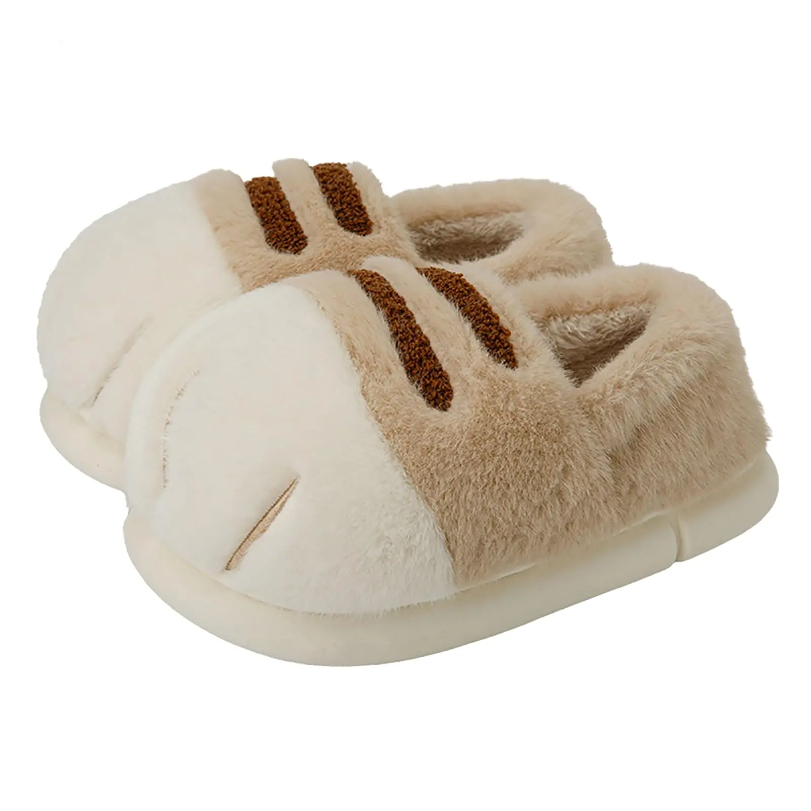Women's Cozy Cartoon Cat Paw Plush Slippers Textile Upper Warm Comfortable Home Shoes for Indoor-Outdoor Use, Fall Winter Trending Women's Fashion Slippers