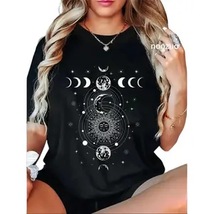 100%25 Cotton Celestial Moon Phase Sun Crystals Stars Vintage Astrology T-Shirt