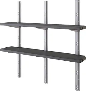 Suncast Heavy-Duty Resin 2-Shelf Wall-Mounted Storage Shelves, Adjustable Space-Saving Organization System for Outdoor Garden Tools, 50" W x 11.25" D x 46.75" H, Black