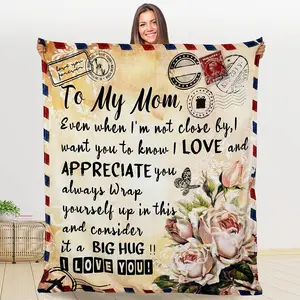 to My Mom Blanket Christmas Birthday Gifts for Mom from Daughter Son, Soft Cozy Envelope Throw Blanket Gifts for Mom