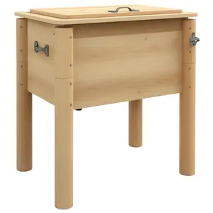 Outsunny Wooden Patio Cooler, 54Qt. Outdoor Beverage Cooler with Bottle Opener and 3 Handles for Backyard, Deck, Poolside Party, Natural