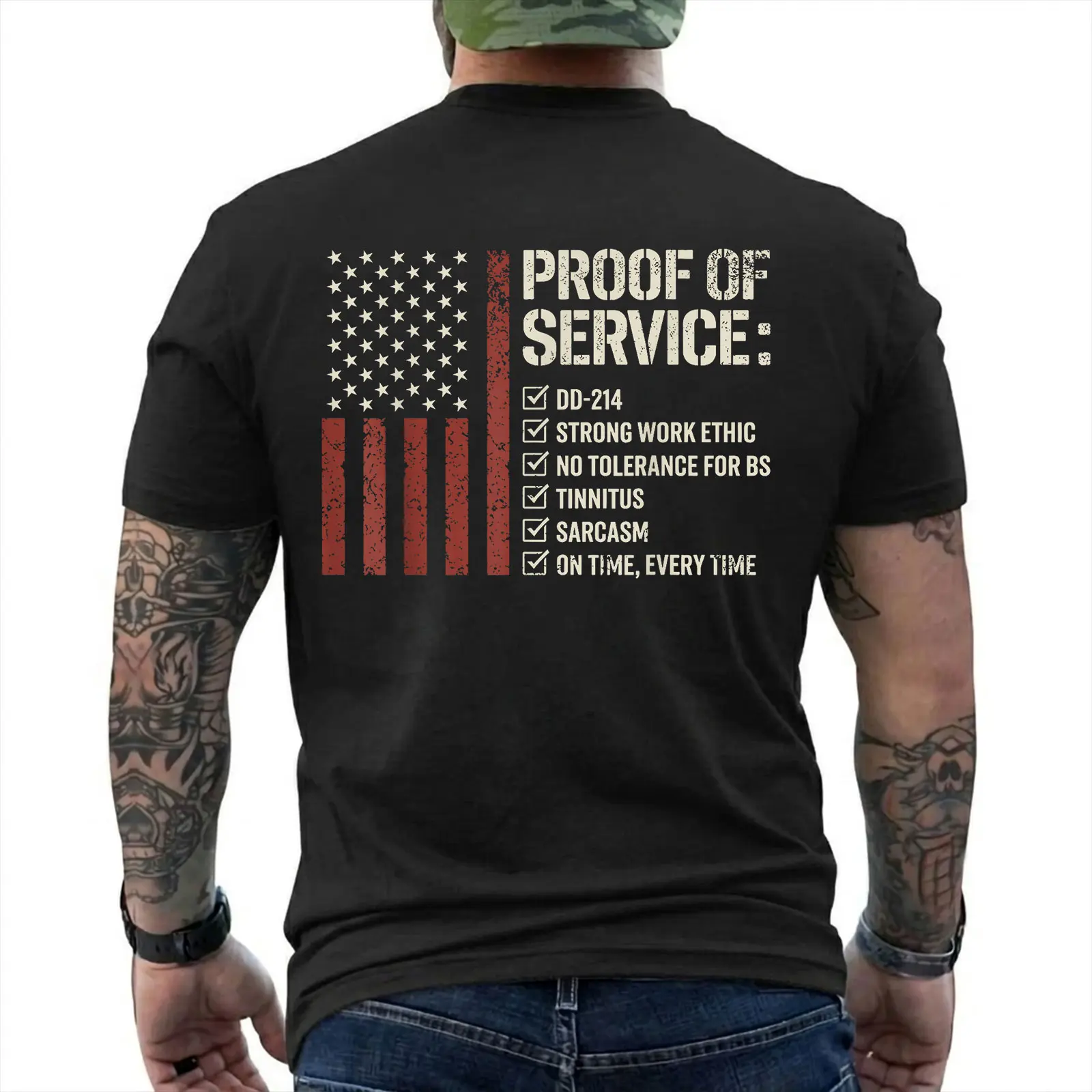 Proof of Service Veteran Shirt, DD-214 Military Humor Graphic Tee, Funny Army Veteran Gift, Patriotic Military Checklist Unisex T-Shirt