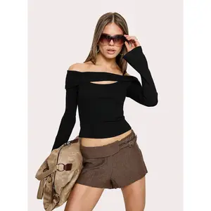 Maddelena Foldover Waist Buckle Detail Shorts Brown