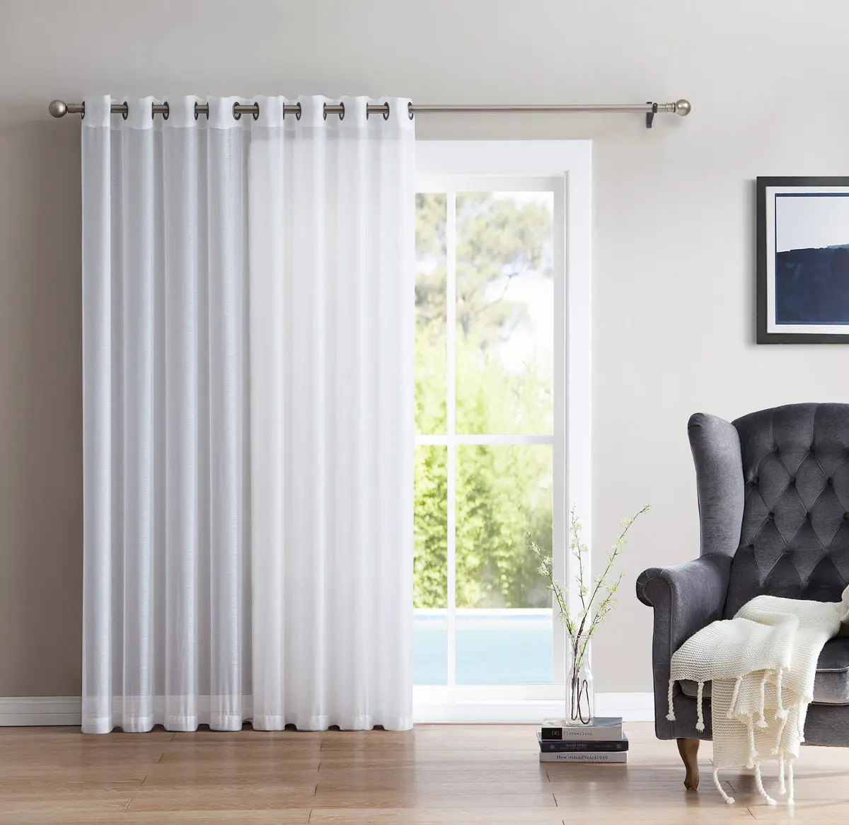 Lowes - Victoria Semi-Sheer Grommet Patio Door Panel - White