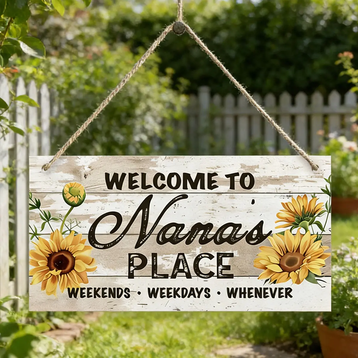 Vintage Sunflower Welcome Sign, Wooden Welcome Decoration, Ideal for Grandparent Gifts & Home Décor, Perfect for Spring Season