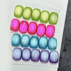 Adhere 12ml 4 Colors Magnetic Nail Polish Gel Set Cat Eye Gel Nail Polish Soak Off Magnetic Varnish Green Rose Red Purple Blue
