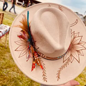 Custom burned hat | hand Burned hat | customized wide brim hat | branded wide brim hat | burned felt hat | western hat | Nashville style hat | concert outfit | country music outfit | Fort Worth outfit | cowboy hat | cowgirl hat | felt hat | etched hat | b