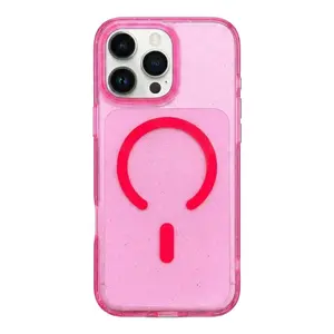 Glitter Bling Mag Safe Case for iPhone – Clear Acrylic Back, MagSafe Compatible, Military-Grade Drop Protection Slim Phone Case For iPhone 17Pro Max/17 Air/17/16/15/14/13/12/11 Sparkly Bling Case Cover