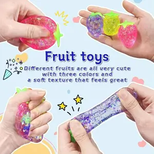 8-Piece Set Squeezing Toy Simulation Fruit Pineapple Adhd Octopus Toy Gift Box, Shiny Aurora Gold Powder Crystal Malt Sugar Fufu Toy Set, Sensory Stress Relief Toy