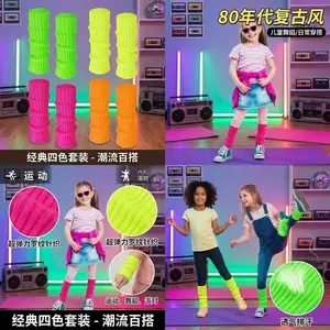 Girls' 4 Pairs Neon Leg Warmers - Knit Ribbed Leg Socks for Toddler Kids, Perfect for 80s Costume, Yoga, Dance, Party Accessory, Stretchy Comfortable Warm Socks for Halloween, Cosplay, Fitness, Dancewear, Girls' Fashion