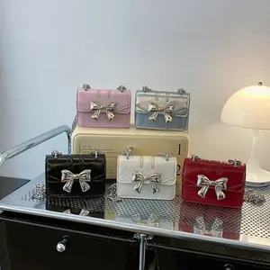 Elegant Crossbody Shoulder Bag with Charming Bow Accent & Metal Chain Strap, Adorable Mini Lipstick Bag, Casual Trendy Style, Ideal Gift for Valentine's Day & All Festive Occasions