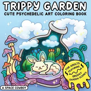 Trippy Garden: Cute Psychedelic Art Coloring Book for Adults Featuring Groovy Garden Scenes