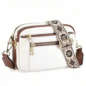 Constrasting Color Crossbody Bags Women with Adjustable Wide  Shoulder Strap, Small Square Bags Suitable for Going Out, Dating, Shopping, Everyday Bag, Large Capacity Shoulder Bag Fashionable Vegan Leather European American Color Matching Multifunctional